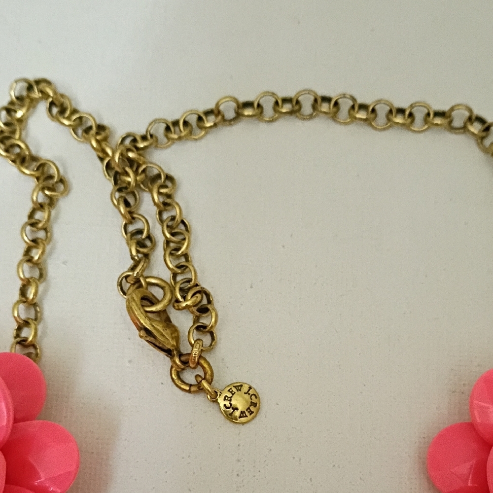 J. Crew Pink Floral Necklace with Gold Chain - Picture 5 of 6